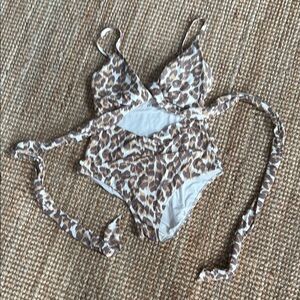 Aerie Leopard Print One Piece Swimsuit
